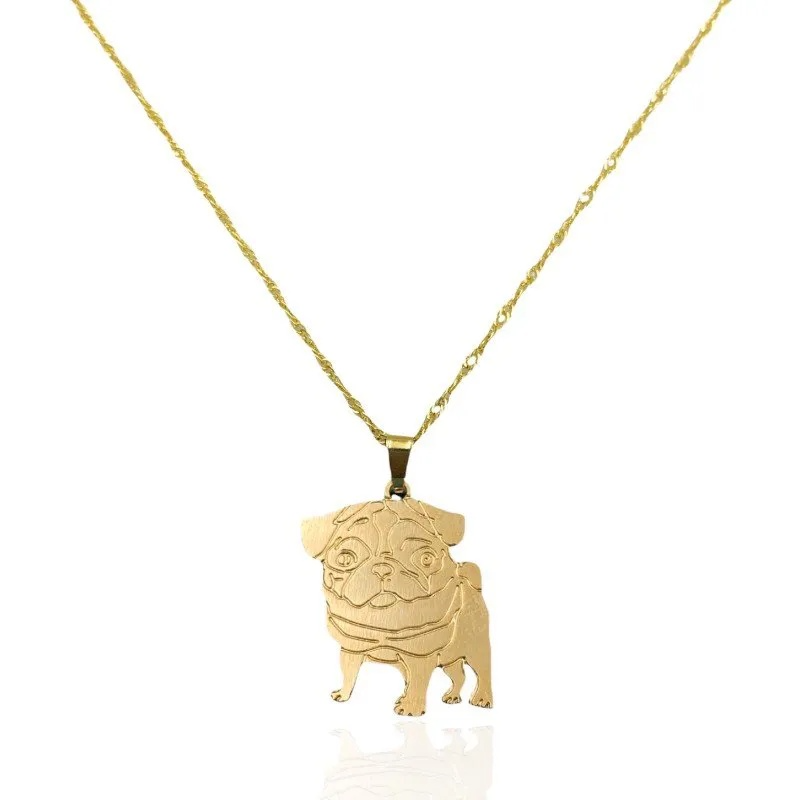 GARGANTILHA CACHORRINHO PUG BANHADA EM OURO 18K - GARGSI142 - Menina Elegante