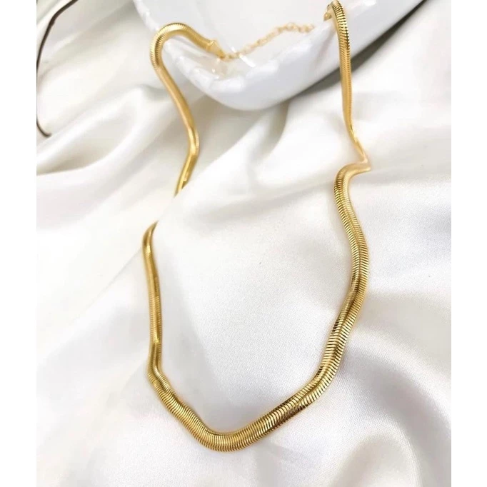 CORRENTE CHOCKER MALHA 37+5CM BANHADA EM OURO 18K - COR677