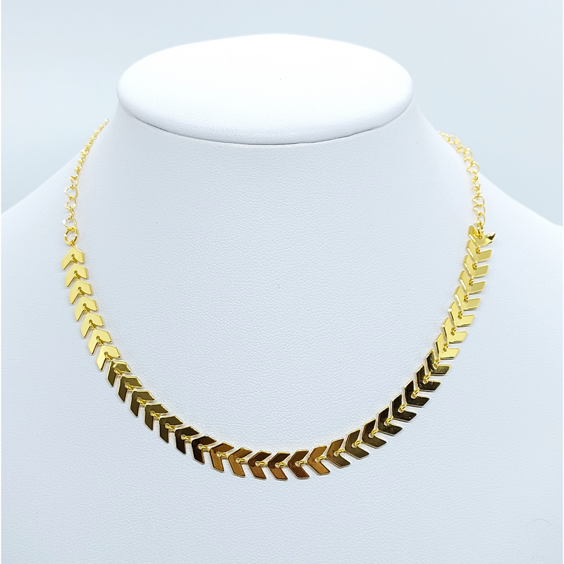 CORRENTE CHOKER ESCAMAS DE PEIXE 35+5CM BANHADA EM OURO 18K - COR1446