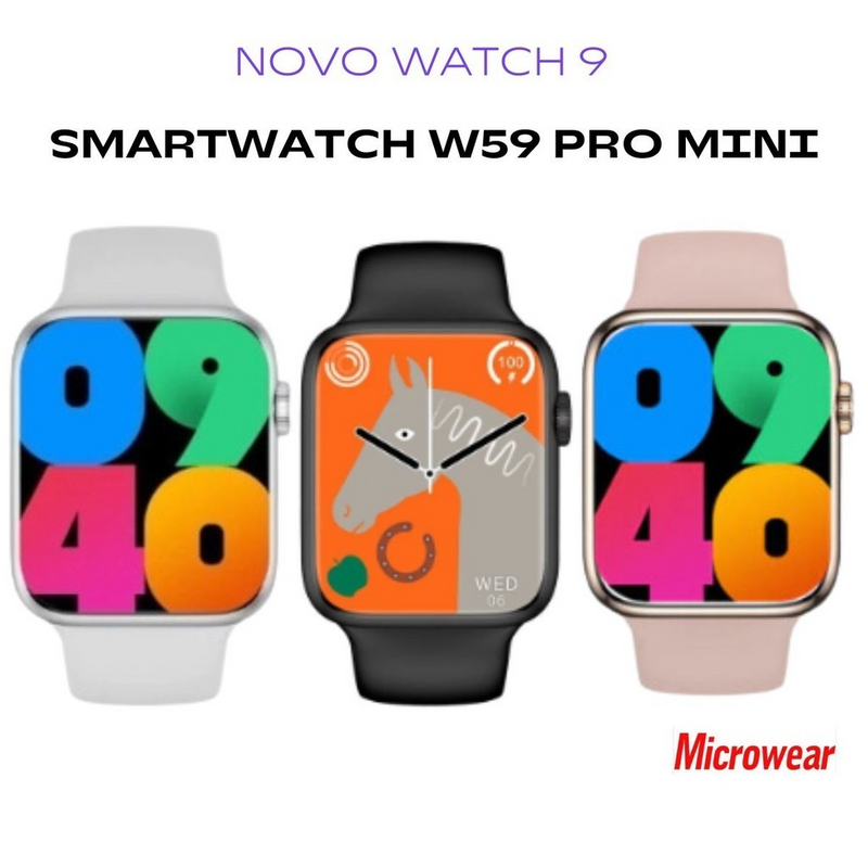 SMARTWATCH W59 PRO MINI GPS | NFC | AMOLED | ILHA DINÂMICA | 3 CORES