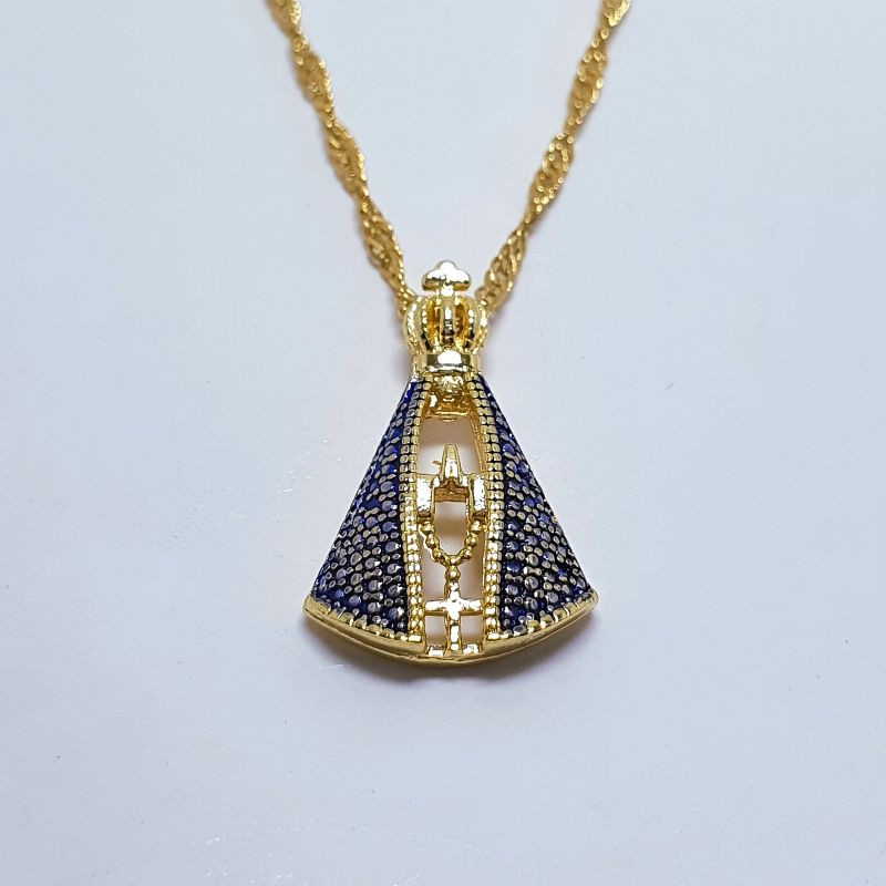 GARGANTILHA NOSSA SENHORA BANHADA EM OURO 18K - GARGSI0322 - Menina Elegante