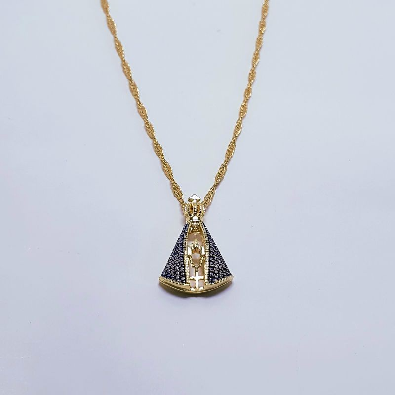 GARGANTILHA NOSSA SENHORA BANHADA EM OURO 18K - GARGSI0322 - Menina Elegante