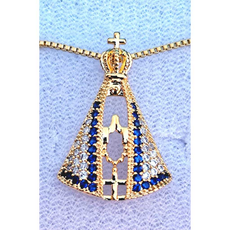 GARGANTILHA NOSSA SENHORA BANHADA EM OURO 18K - GARGSI0325 - Menina Elegante