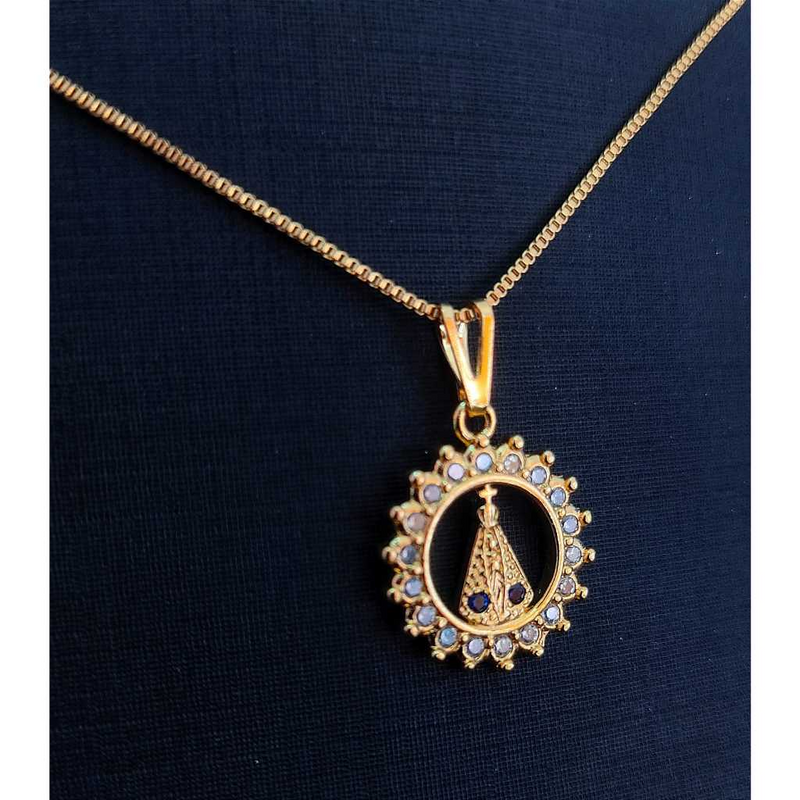 GARGANTILHA NOSSA SENHORA BANHADA EM OURO 18K - GARGSI0329 - Menina Elegante