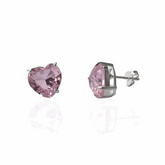 BRINCO CORAÇÃO ROSA PRATA 925 - BRP037