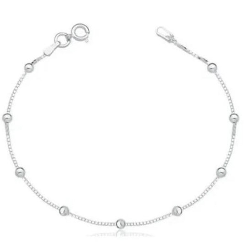 CONJUNTO DE PULSEIRAS BOLINHAS CORAÇÃO E VENEZIANA PRATA 925 - PUL1524