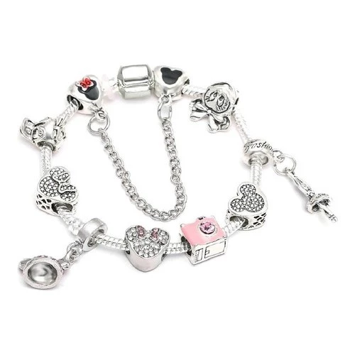 PULSEIRA PANDORA COM BERLOQUES CRAVEJADOS PRATA 925 - PUL1535