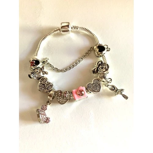 PULSEIRA PANDORA COM BERLOQUES CRAVEJADOS PRATA 925 - PUL1535