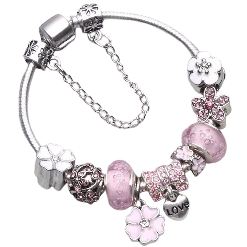 PULSEIRA PANDORA COM BERLOQUES CRAVEJADOS PRATA 925 - PUL1538