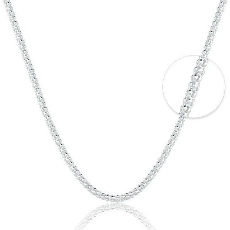 CORRENTE PIPOCA DIAMANTADA 60CM PRATA 925 - COPR29