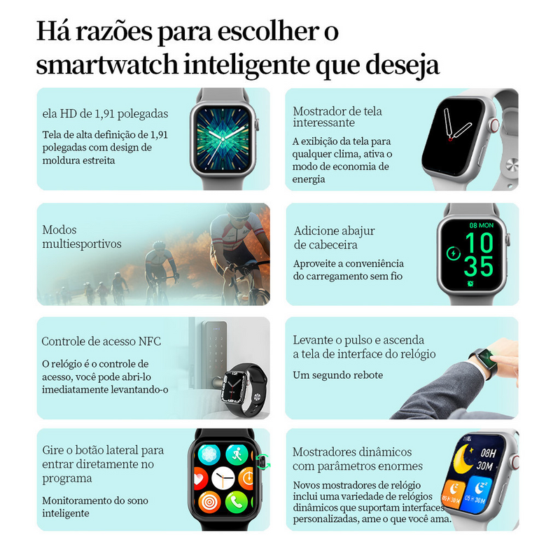 SMARTWATCH X9 PRO GPS | NFC | 120 ESPORTES | LIGAÇÕES | 4 CORES