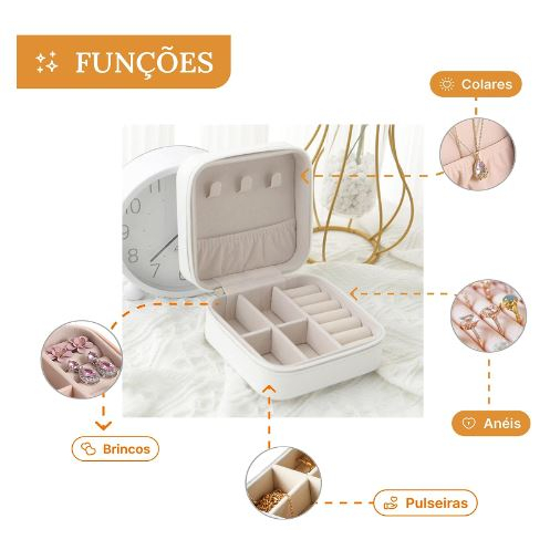 MINI PORTA JÓIAS PORTÁTIL ANÉIS | BRINCOS | COLARES | PULSEIRAS - PJ111