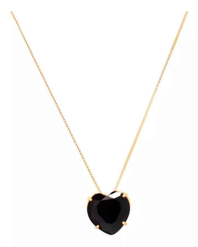 CONJUNTO CORAÇÃO PRETO BANHADO EM OURO 18K - CONJ821
