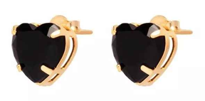 CONJUNTO CORAÇÃO PRETO BANHADO EM OURO 18K - CONJ821