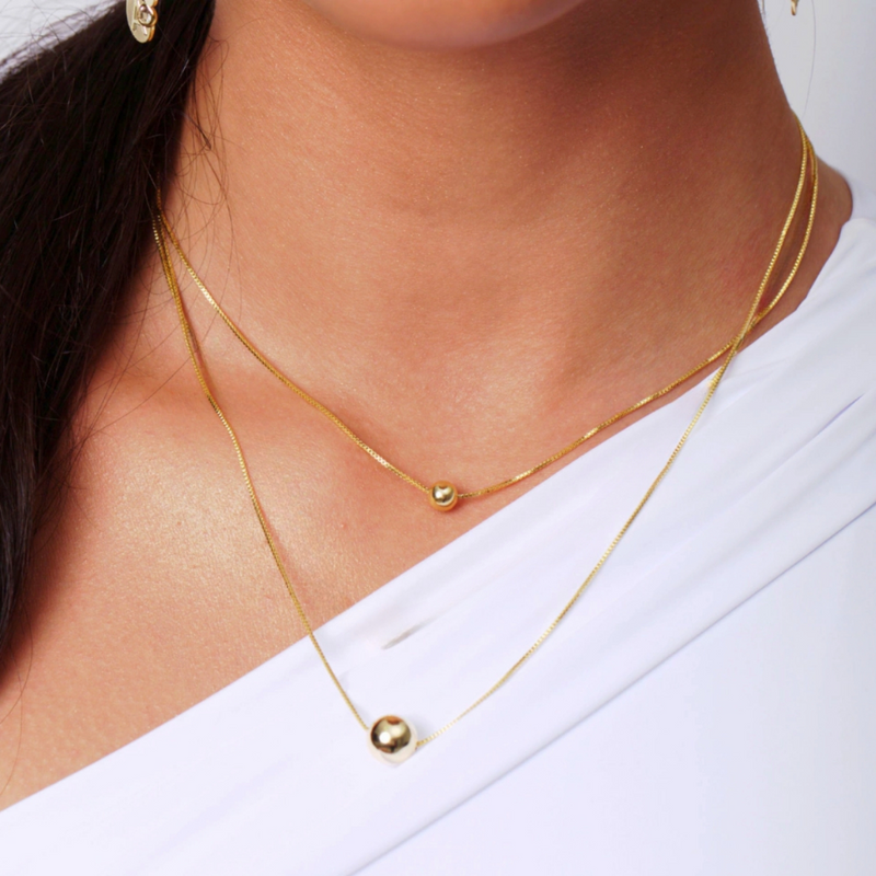 CONJUNTO ESFERAS BANHADO EM OURO 18K - CONJ830 - Menina Elegante