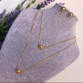CONJUNTO ESFERAS BANHADO EM OURO 18K - CONJ830